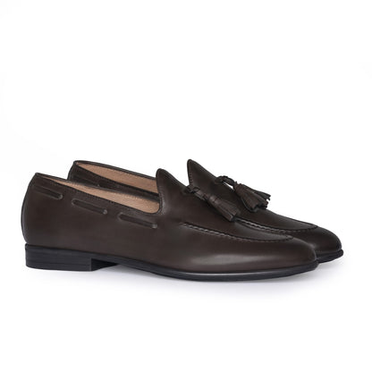 Loafer mit Schleife aus Leder – Dunkelbraun