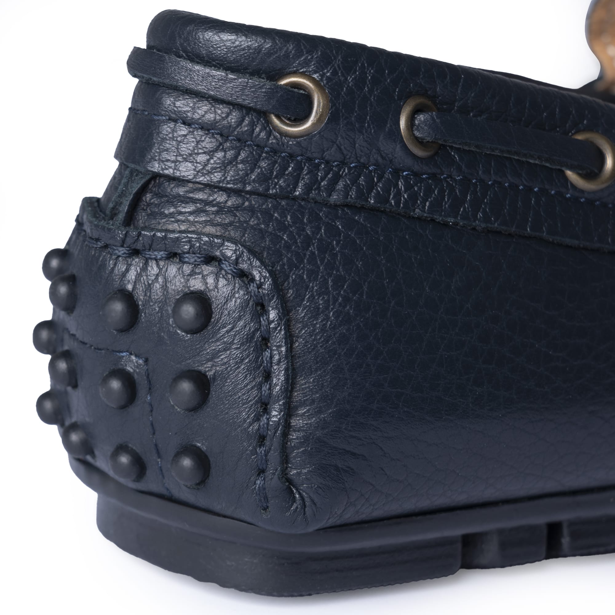 Mokassins mit Gummisohle F.2 aus Leder – Blau