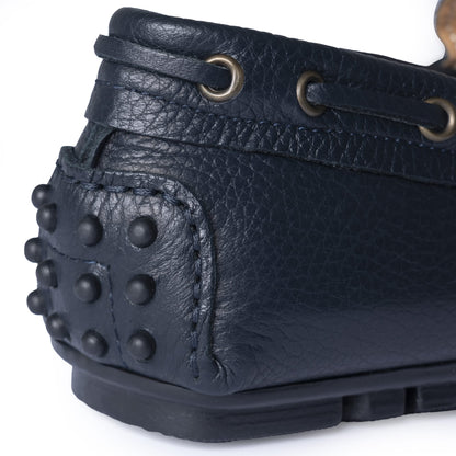 Mokassins mit Gummisohle F.2 aus Leder – Blau