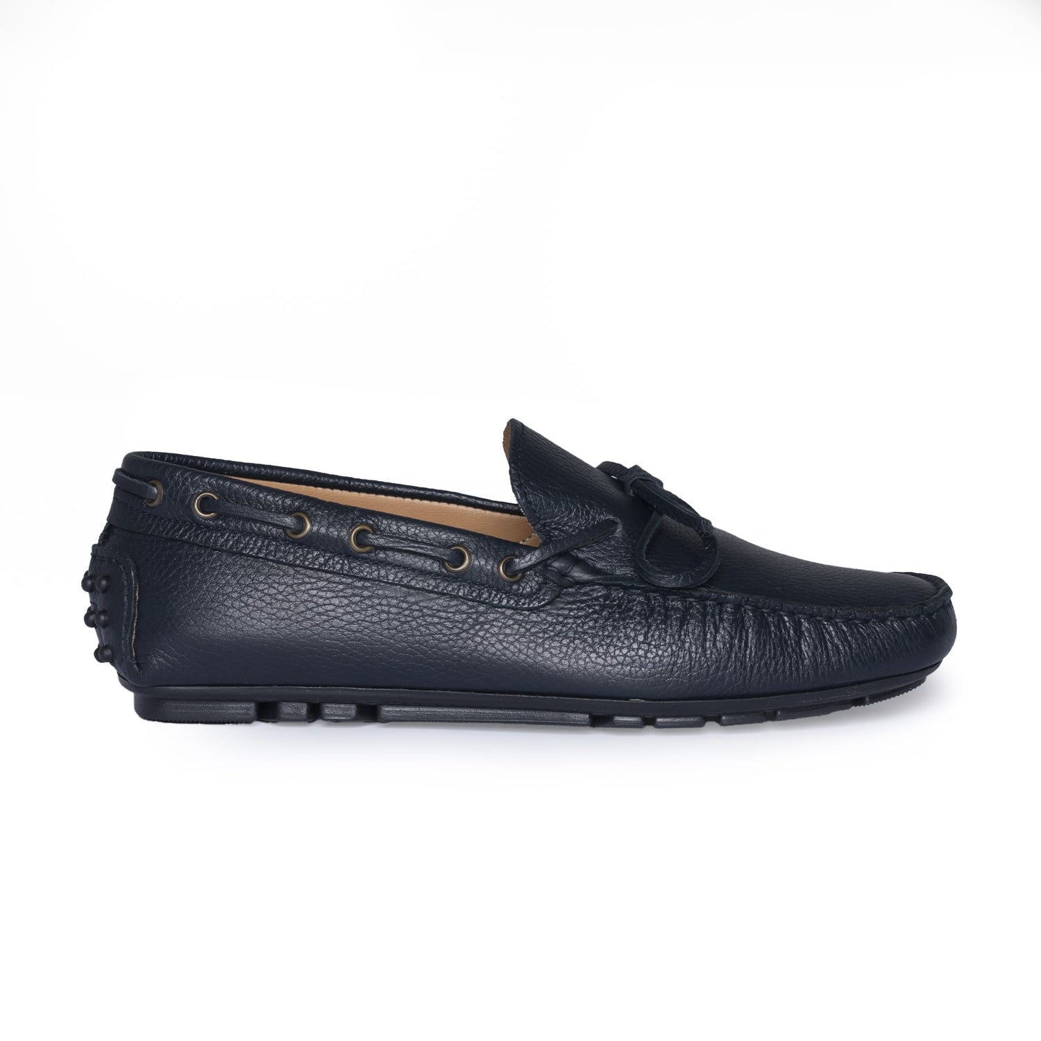 Mokassins mit Gummisohle F.2 aus Leder – Blau