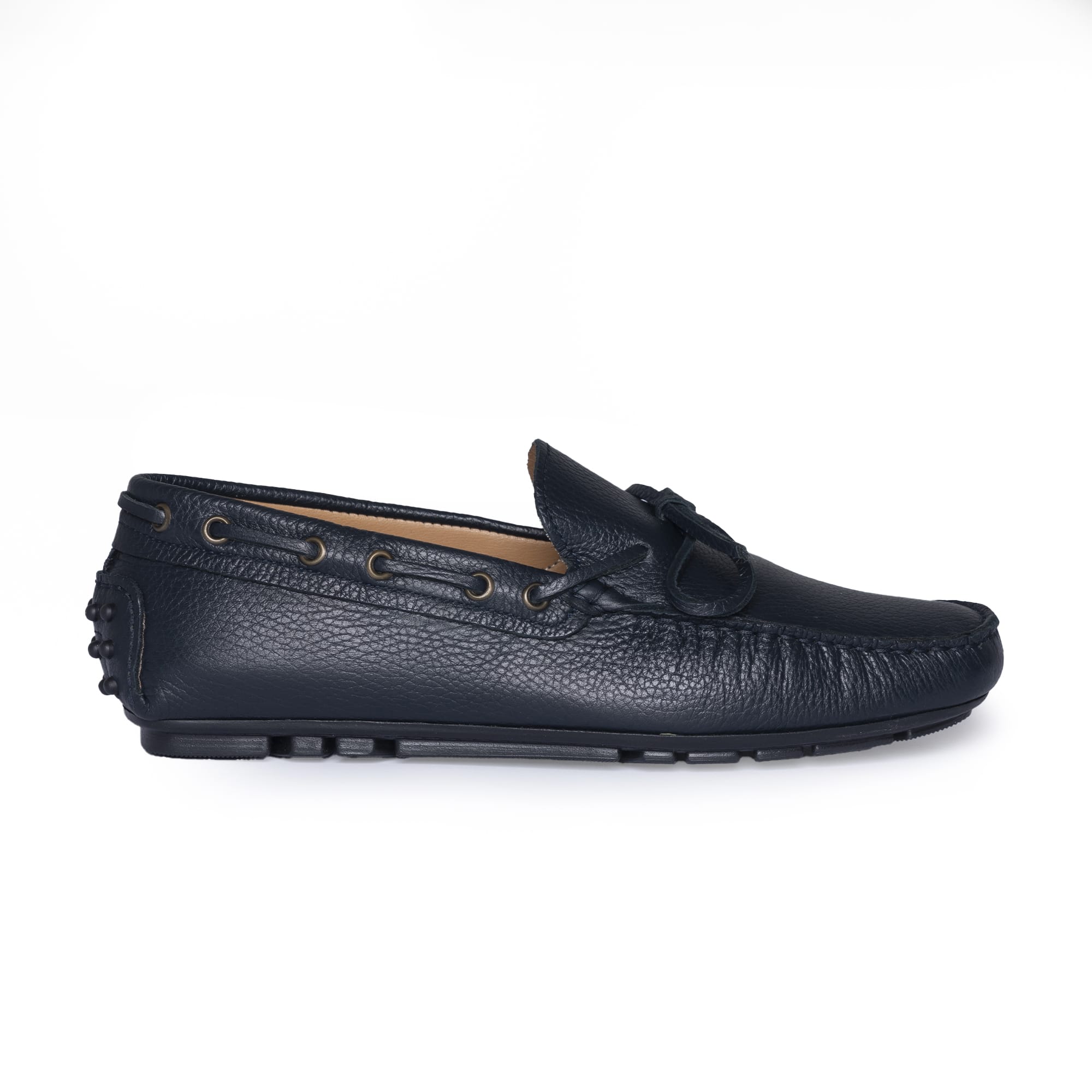 Mokassins mit Gummisohle F.2 aus Leder – Blau