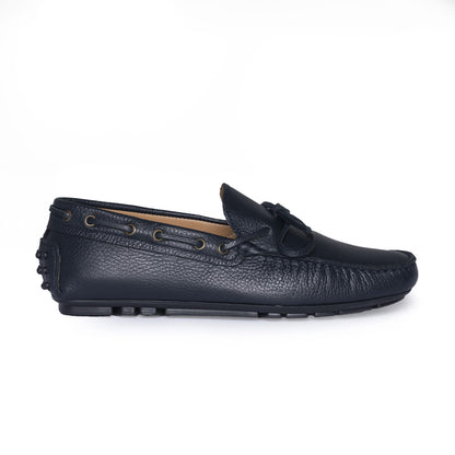 Mokassins mit Gummisohle F.2 aus Leder – Blau