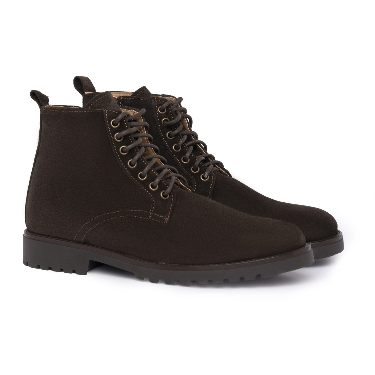 Glatte Stiefeletten aus Wildleder – Dunkelbraun