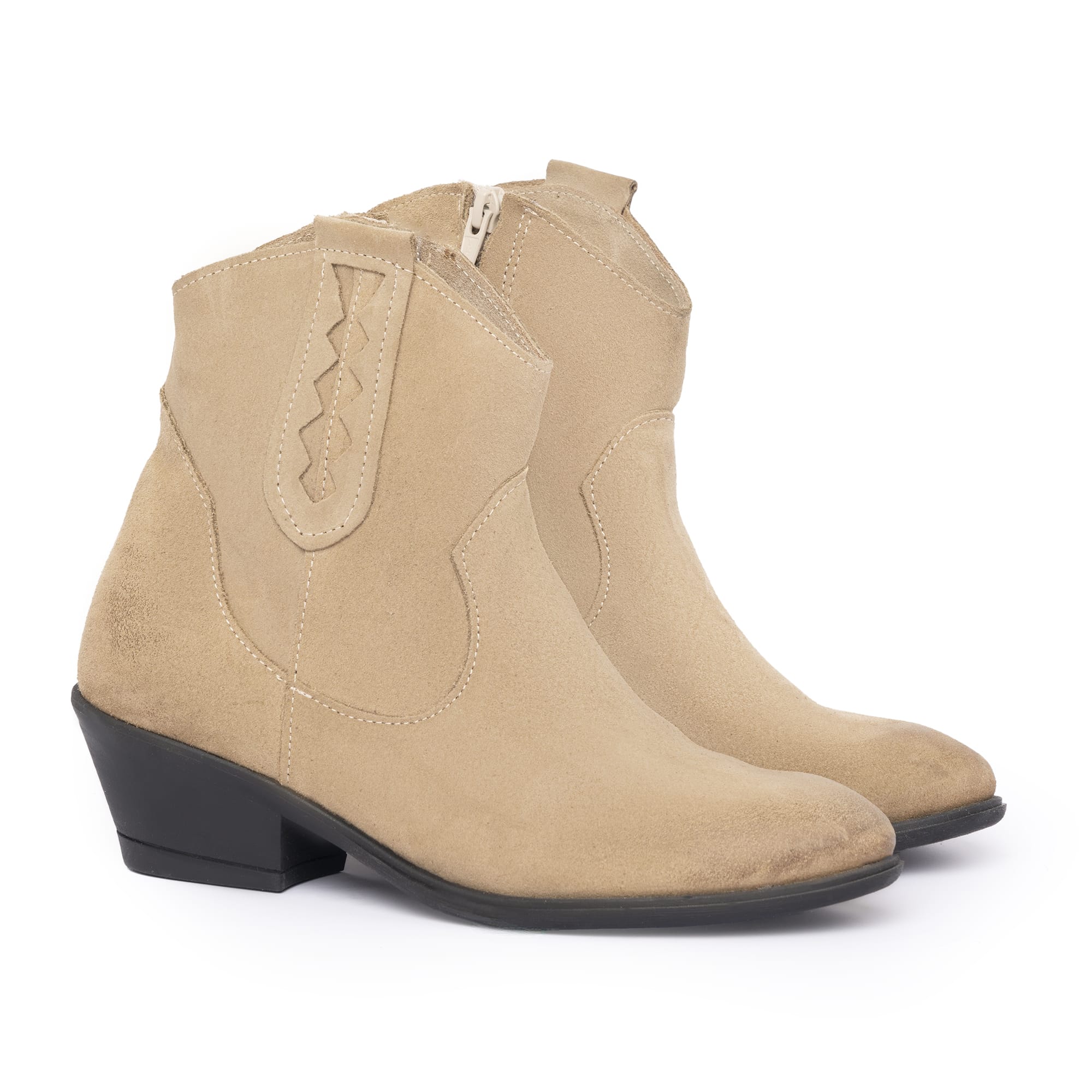 Damen-Texaner-Stiefeletten – Taupe