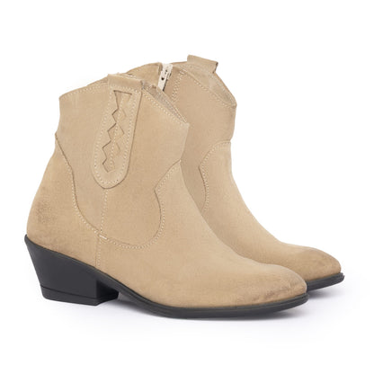 Damen-Texaner-Stiefeletten – Taupe