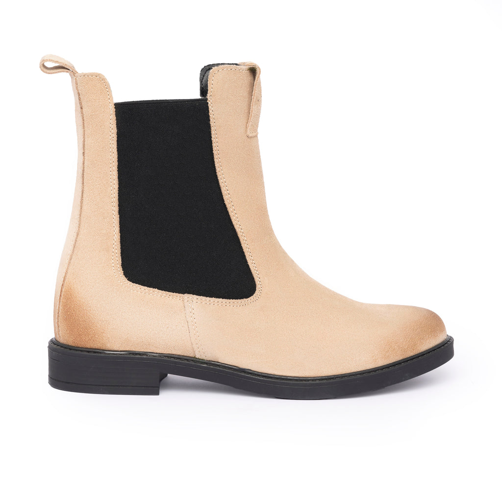 Damenstiefel Beatles aus Wildleder - Taupe