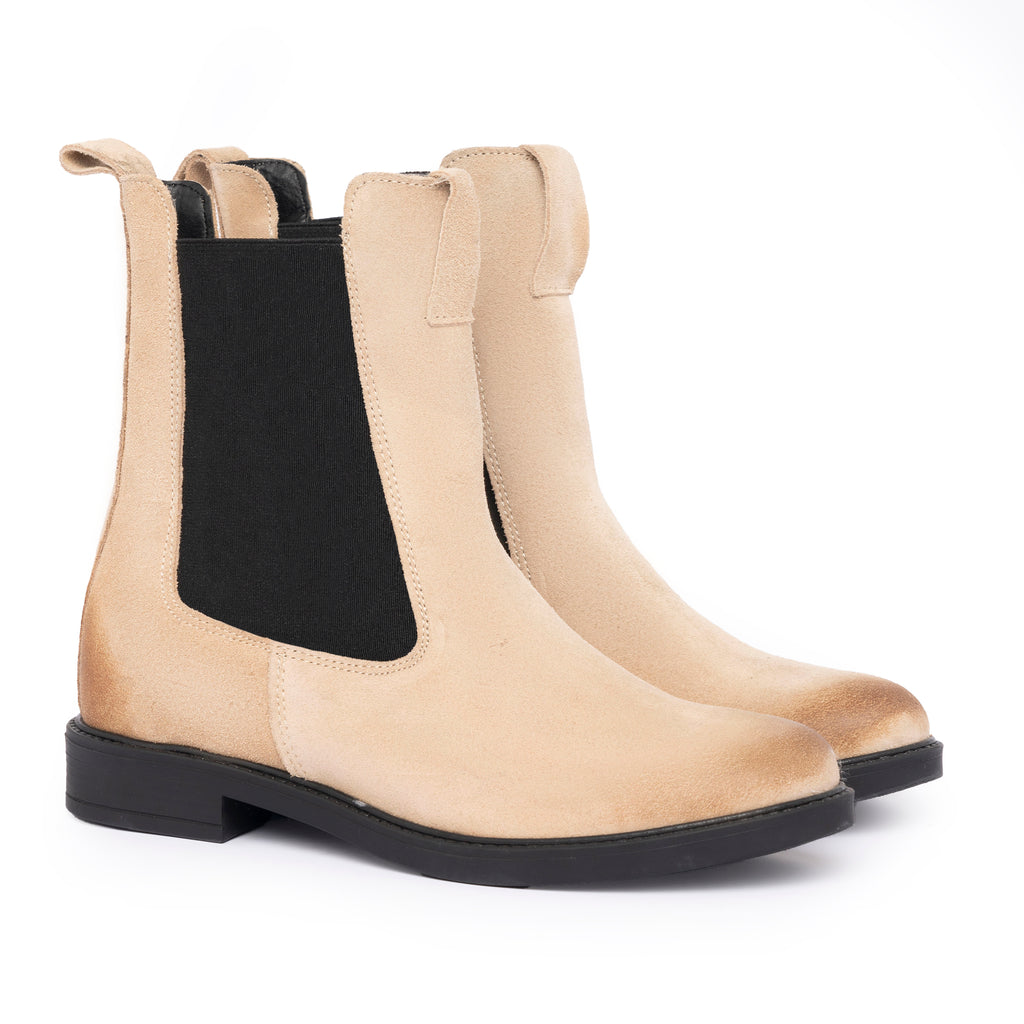 Damenstiefel Beatles aus Wildleder - Taupe