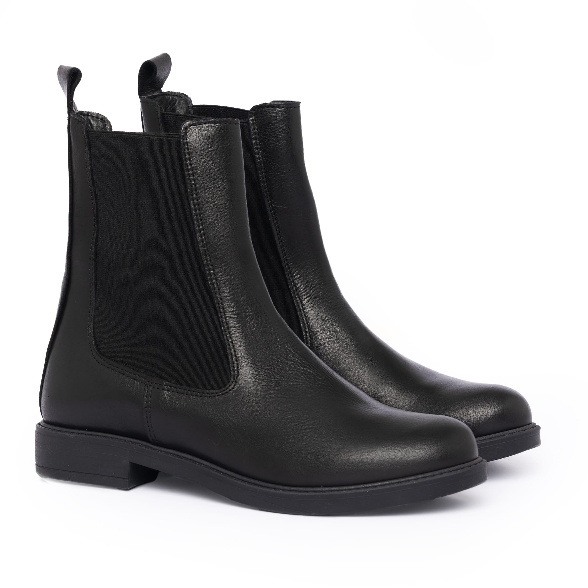 Damen-Beatles-Stiefeletten aus Leder – Schwarz