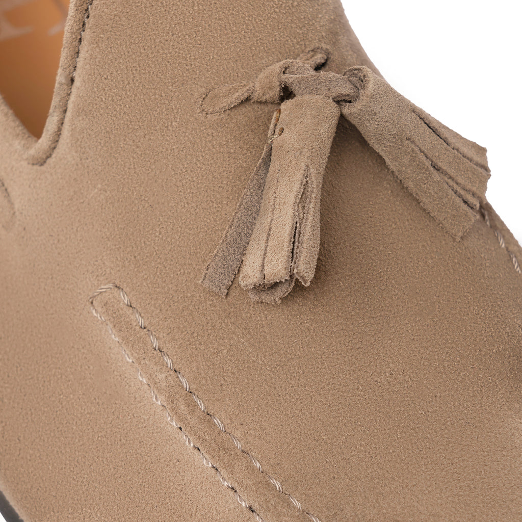 Mokassins mit Schleife aus Wildleder - Taupe