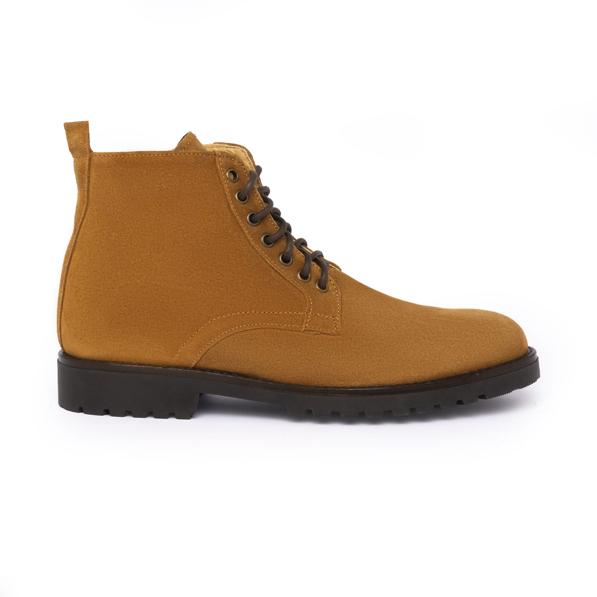 Glatte Stiefeletten aus Wildleder – Cognac