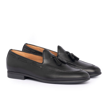 Loafer mit Schleife aus Leder – Schwarz