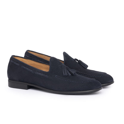 Loafer mit Schleife aus Wildleder – Blau