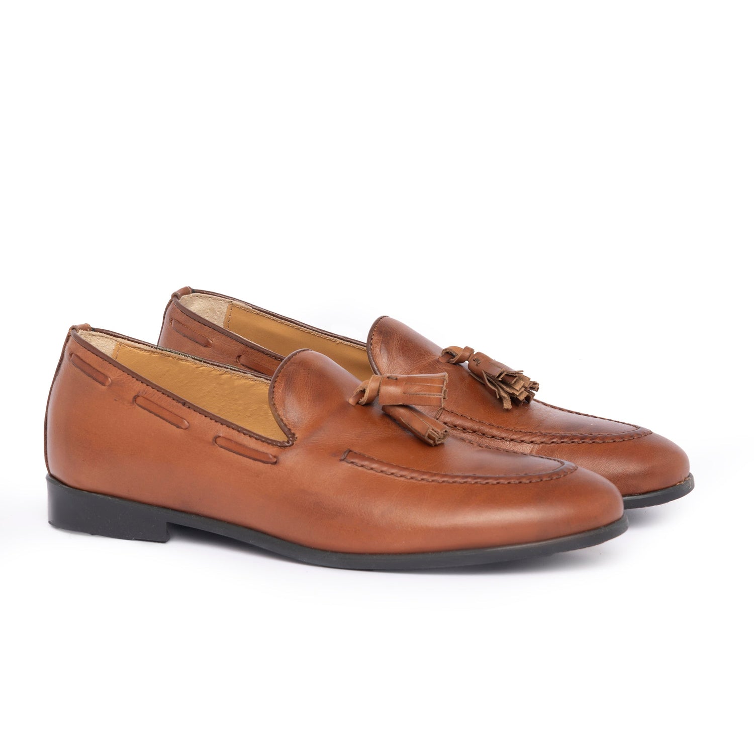 Loafer mit Schleife aus Leder – Cognac