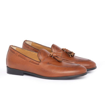 Loafer mit Schleife aus Leder – Cognac