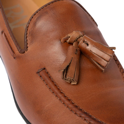 Loafer mit Schleife aus Leder – Cognac