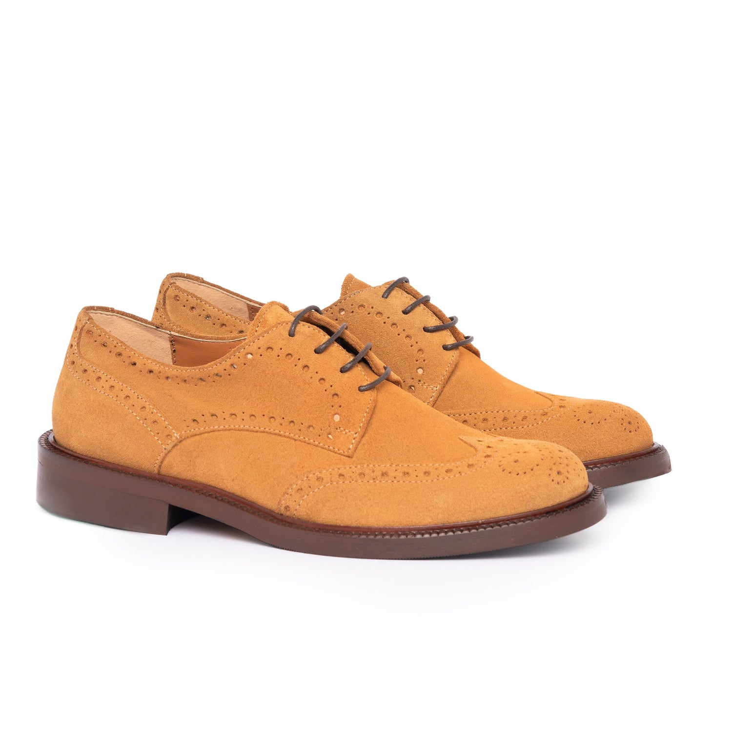Damen-Derbies aus Wildleder – Cognac