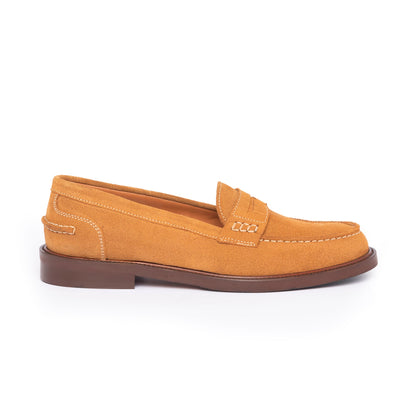 Damen-Mokassins aus Wildleder – Cognac