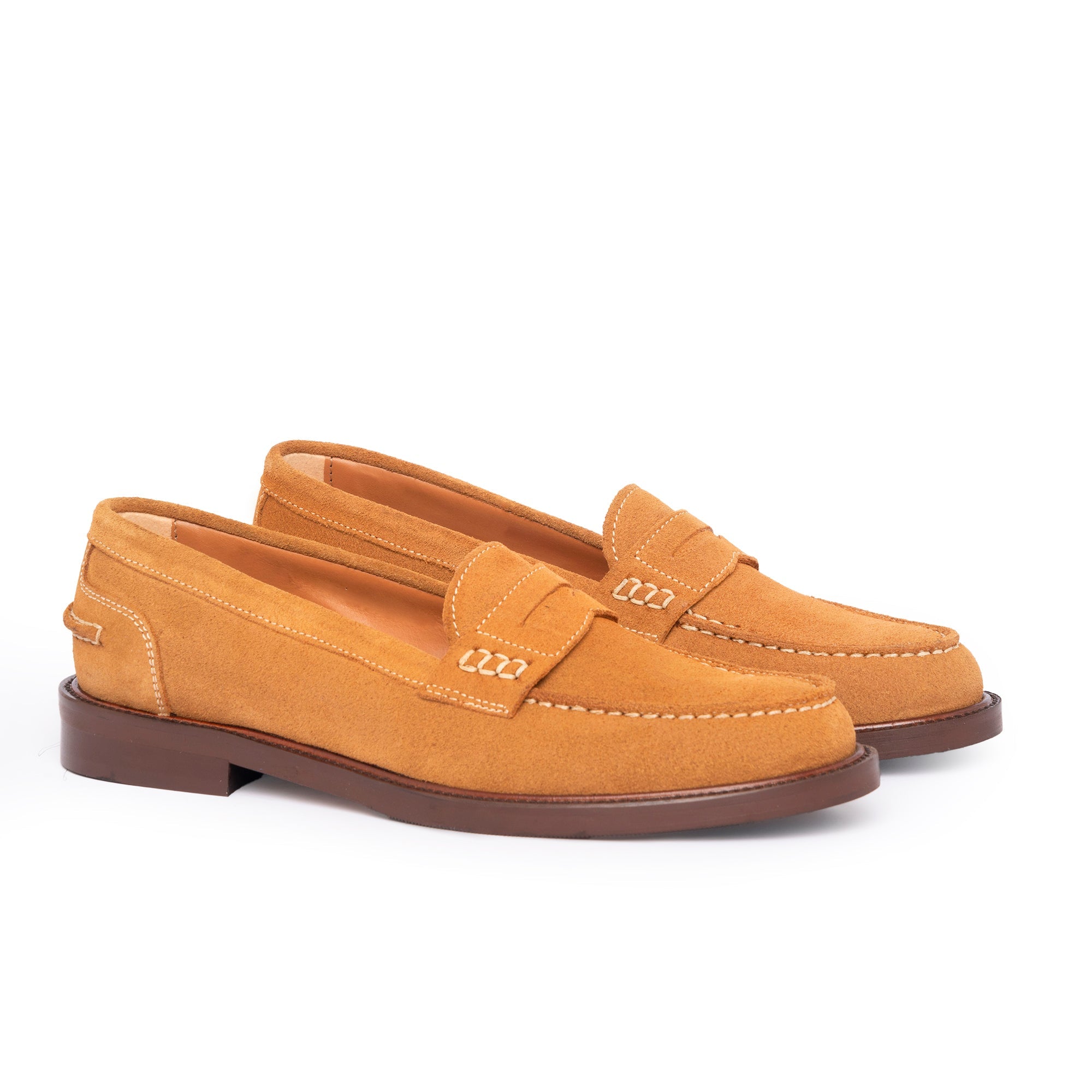 Damen-Mokassins aus Wildleder – Cognac