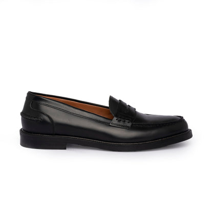 Damen-Loafer aus gebürstetem Leder – Schwarz