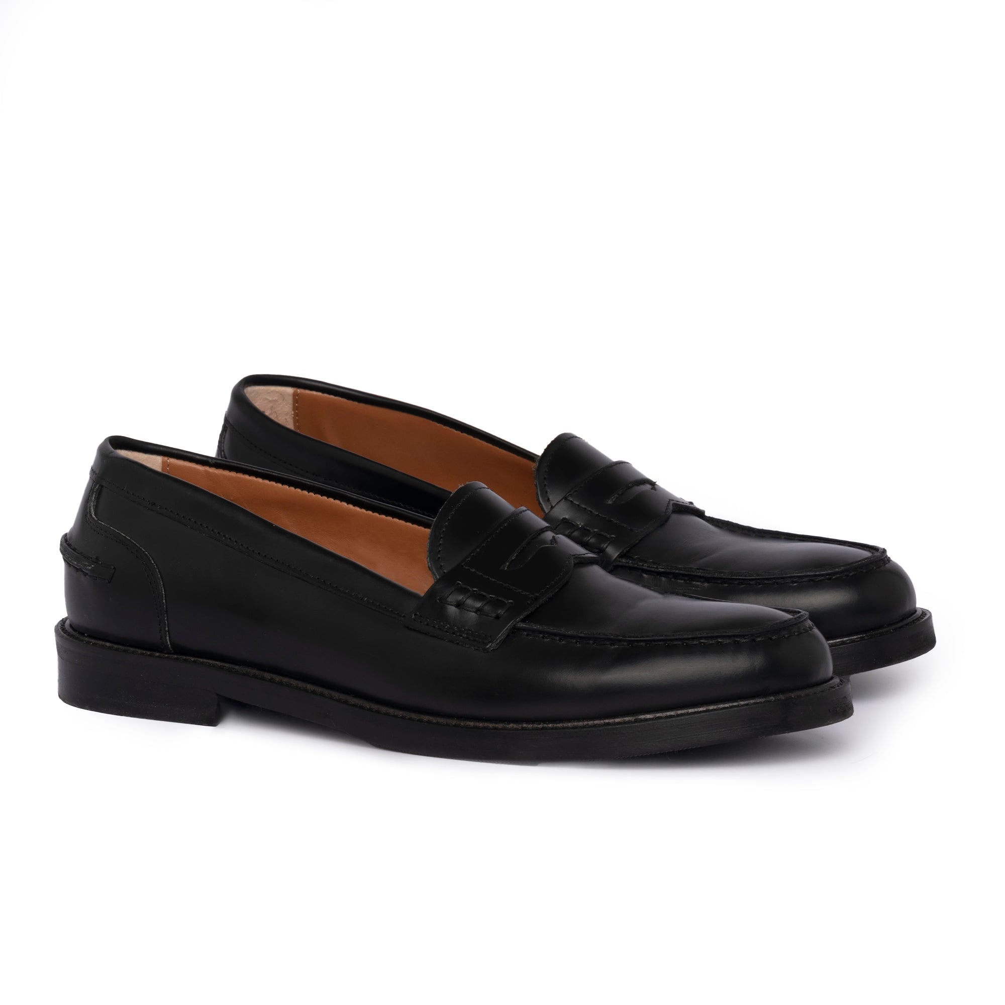 Damen-Loafer aus gebürstetem Leder – Schwarz