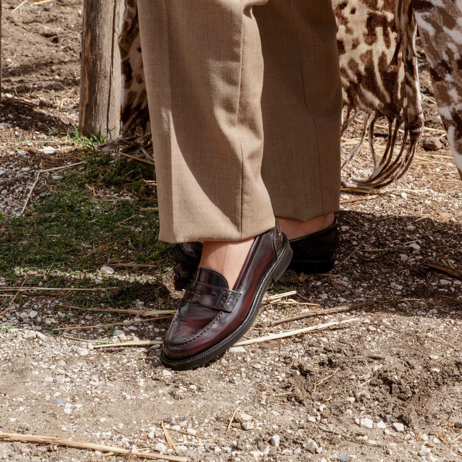 Damen-Leder-Mokassins – Bordeaux