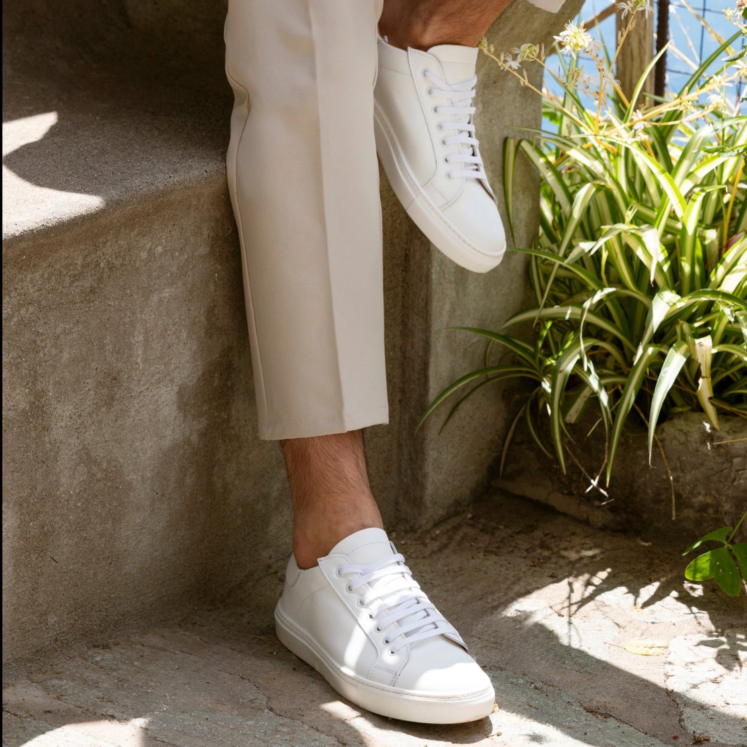 Herren-Sneakers aus Leder – Weiß
