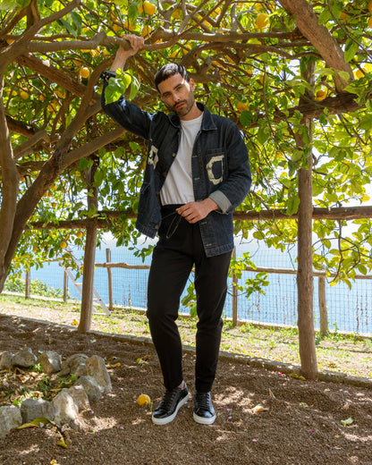 Herren-Leder-Sneakers – Schwarz