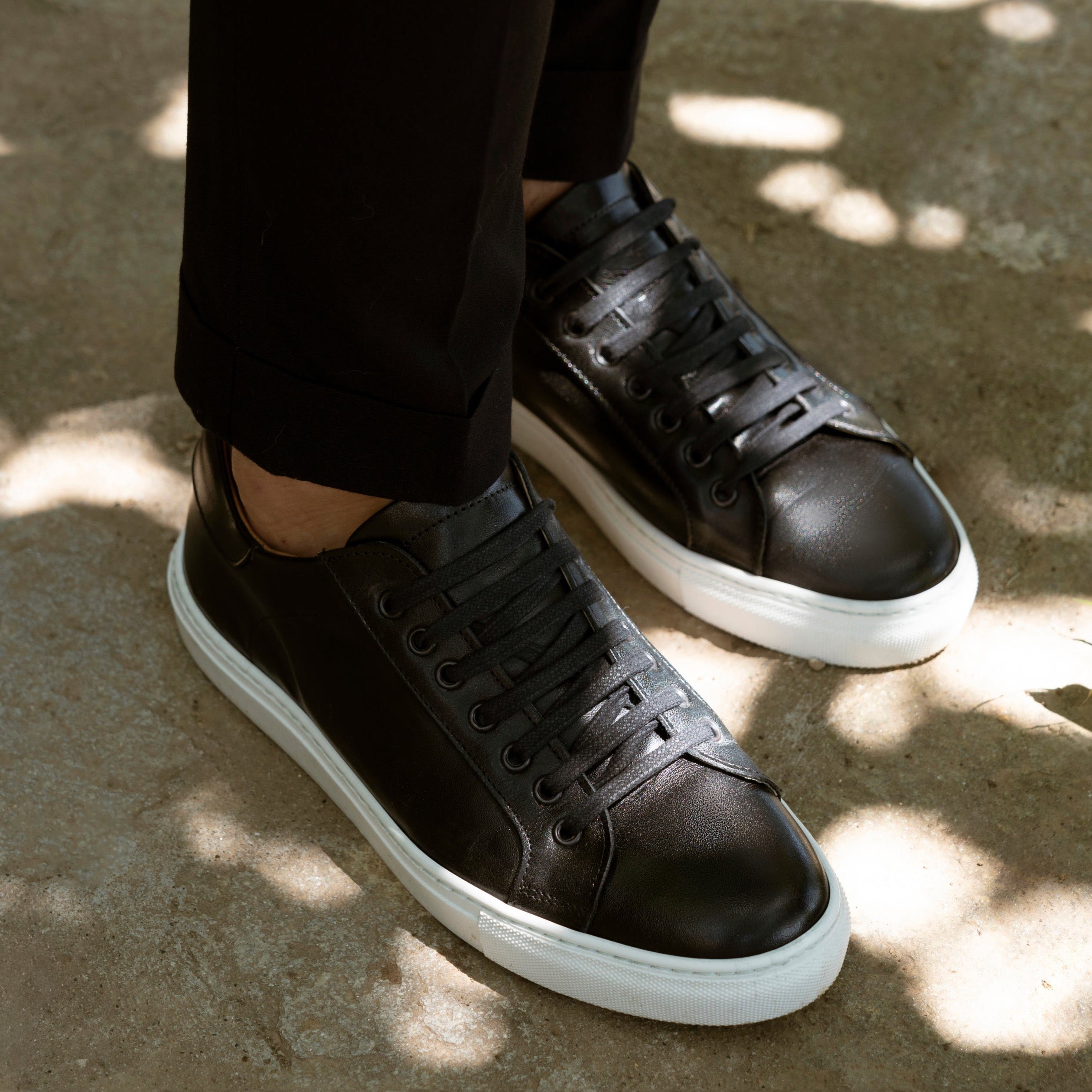 Herren-Leder-Sneakers – Schwarz
