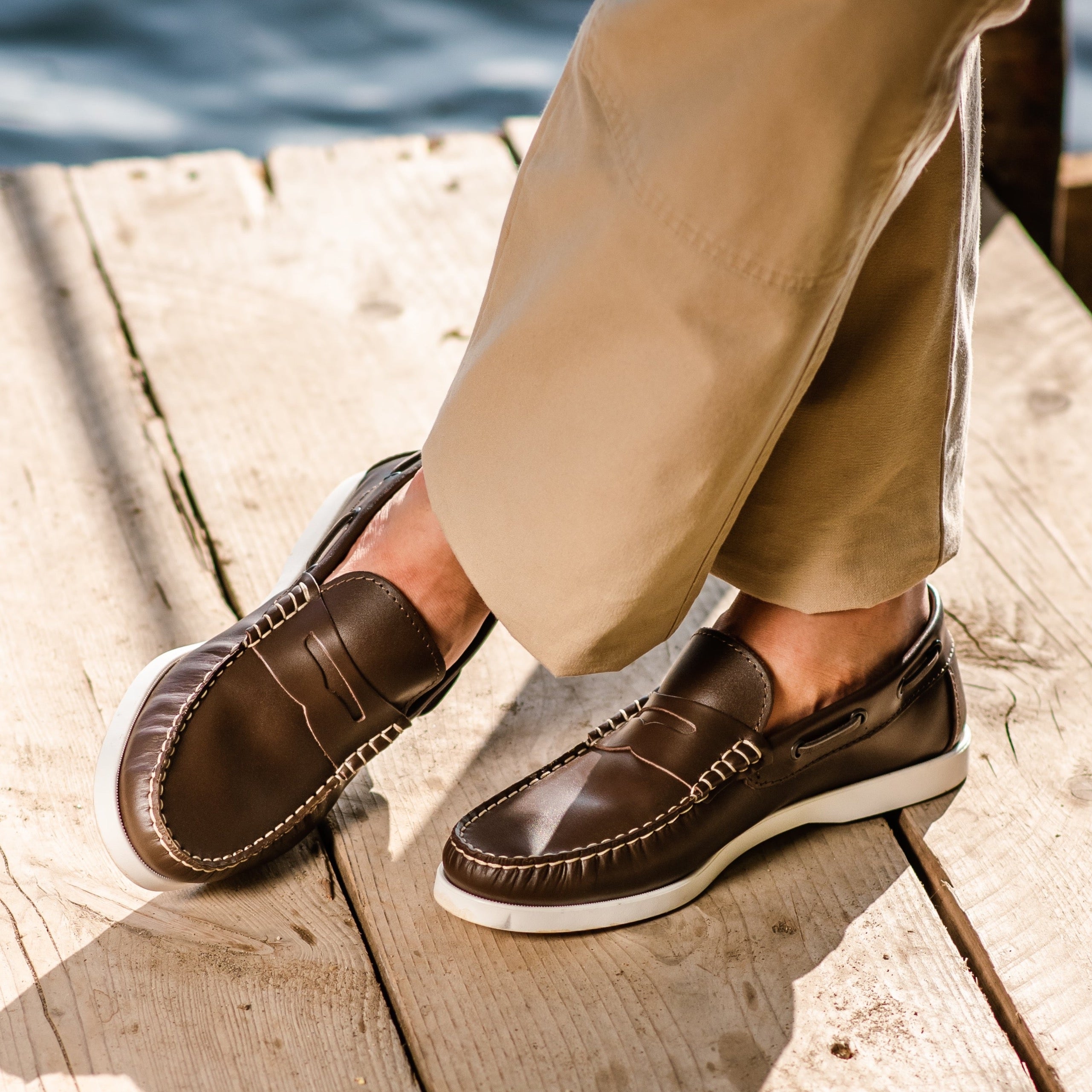 Bootsschuhe Barca 02 mit Riemchen aus Leder – Dunkelbraun