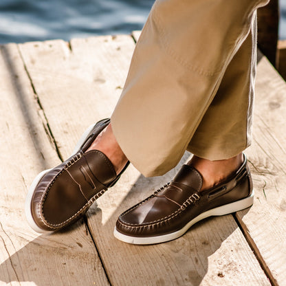 Bootsschuhe Barca 02 mit Riemchen aus Leder – Dunkelbraun