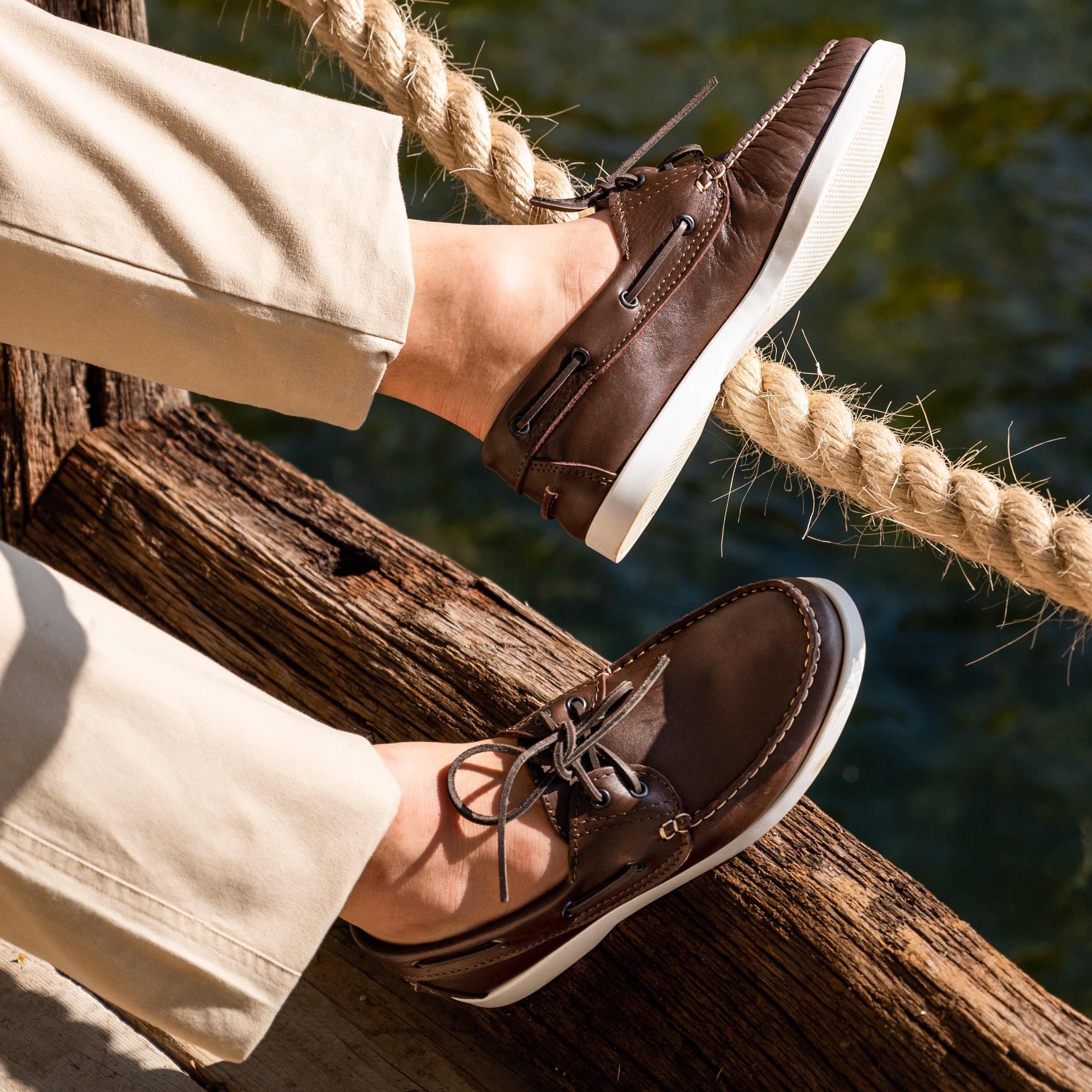 Bootsschuhe Barca 01 mit Schnürsenkeln aus Leder – Dunkelbraun
