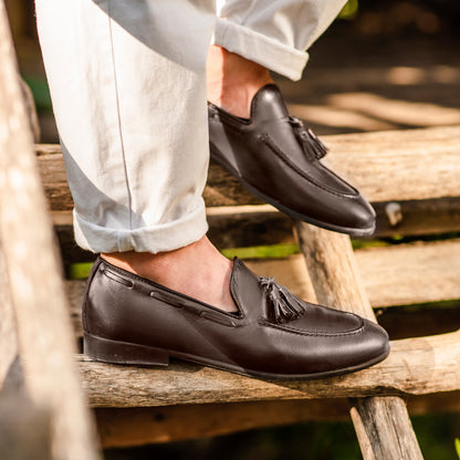 Loafer mit Schleife aus Leder – Dunkelbraun