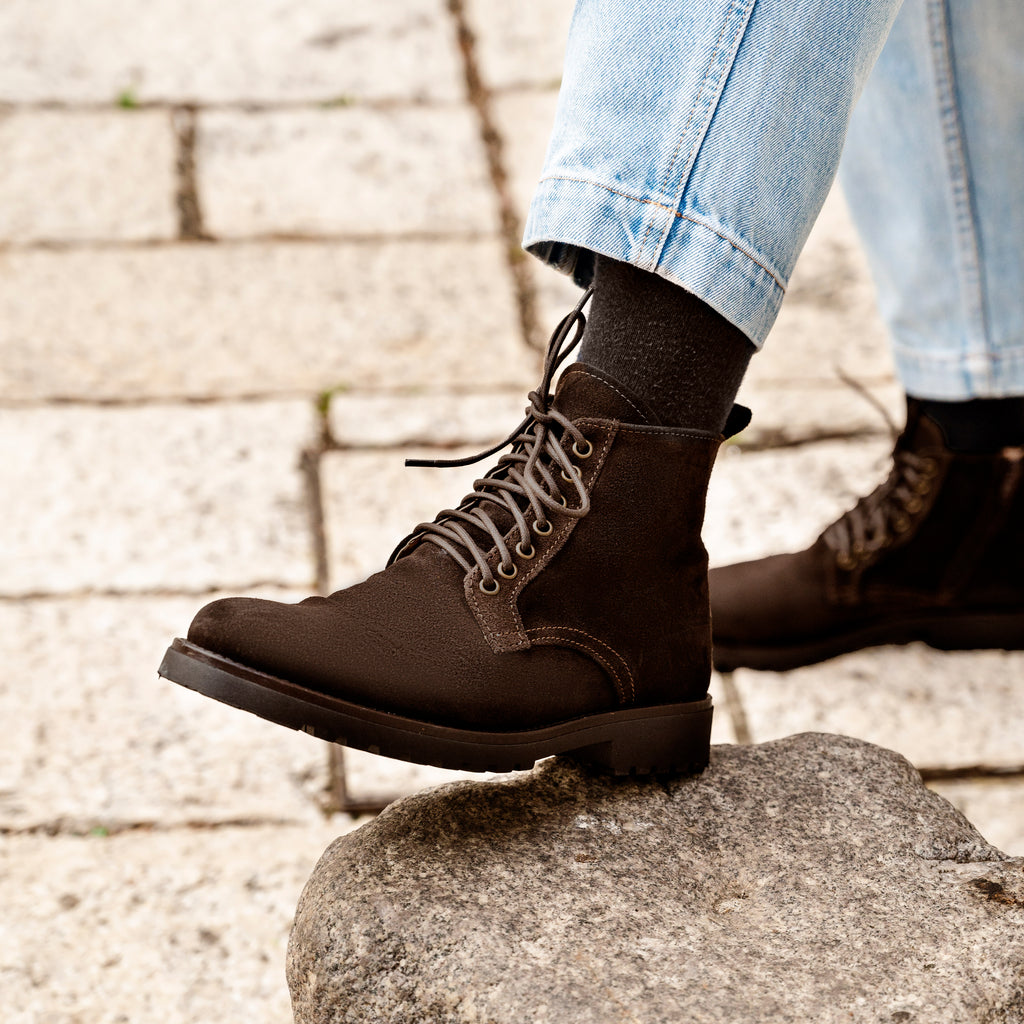 Stiefelette aus Glattleder - Dunkelbraun