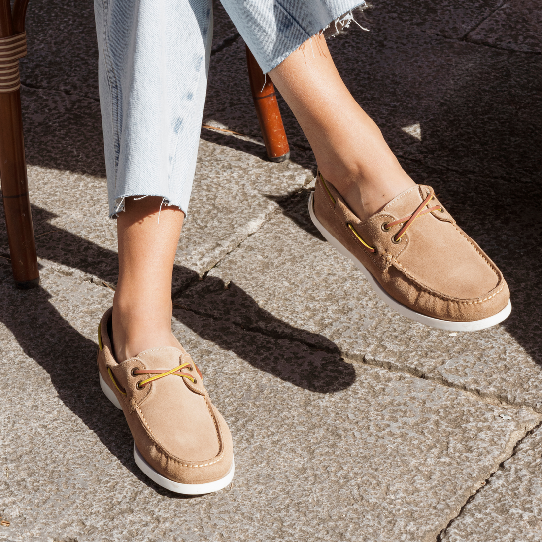 Damen-Barca-Mokassins aus Wildleder – Taupe