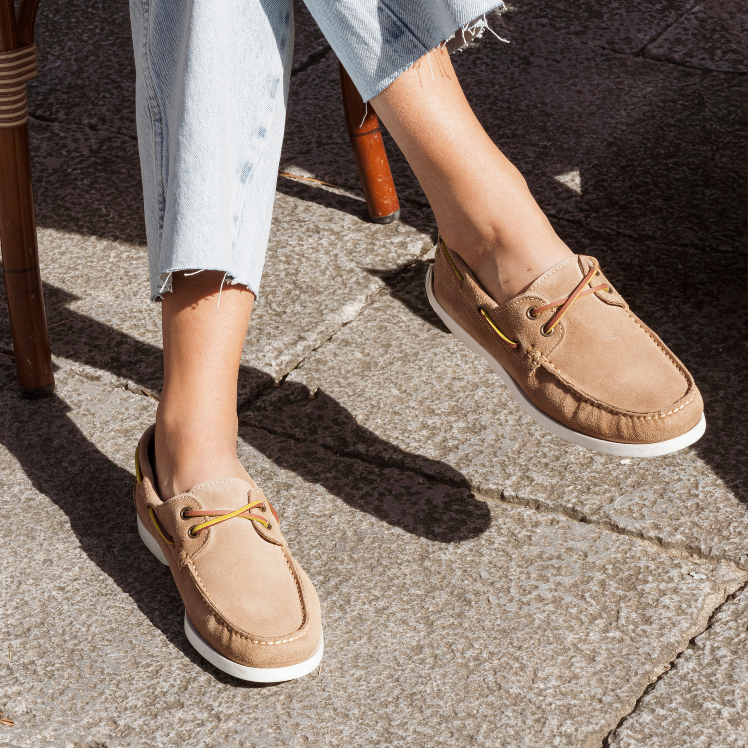 Damen-Barca-Mokassins aus Wildleder – Taupe
