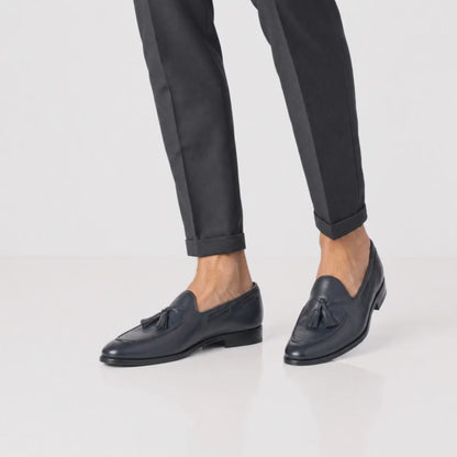 Loafer mit Schleife aus Leder – Blau